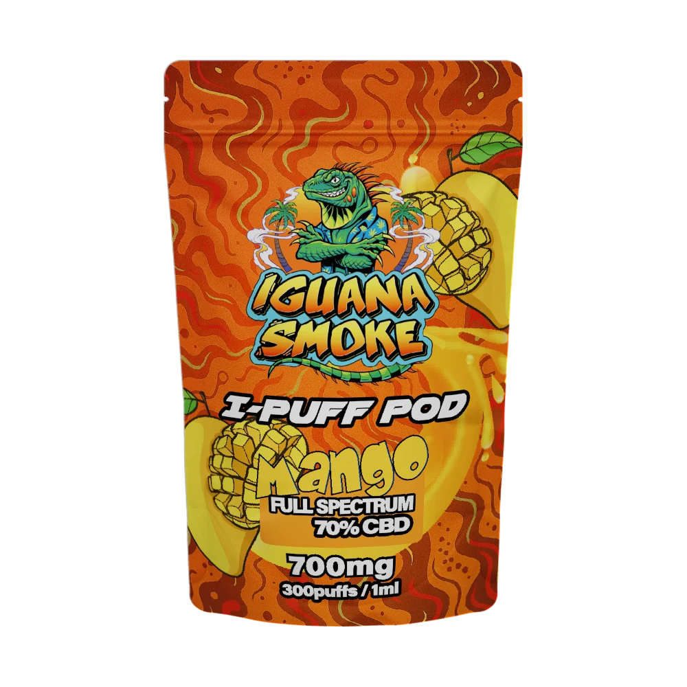 CBD mango vape cartridge UK – Iguana Smoke 1400mg 2ml 510-thread full-spectrum cart
