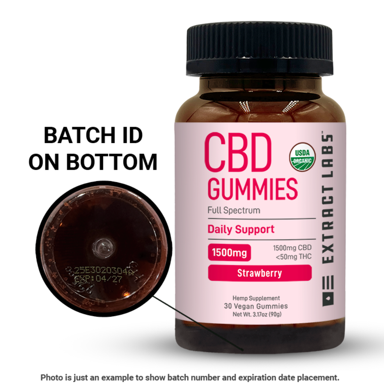 Extract Labs Organic Daily Support Strawberry CBD Gummies 1500mg - Image 3