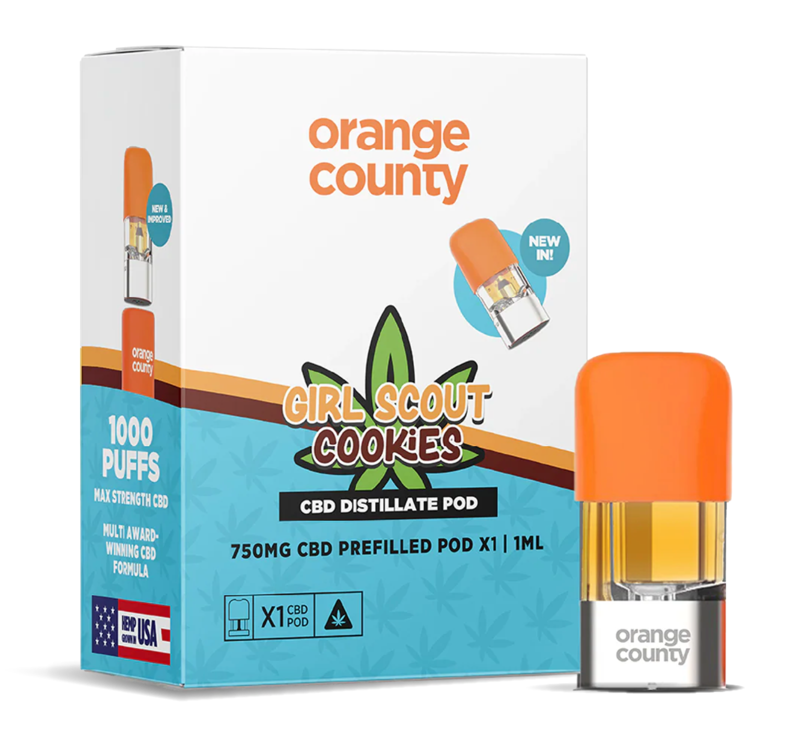 Orange County CBD Distillate Refill Pod 750mg Girl Scout Cookies 1ml