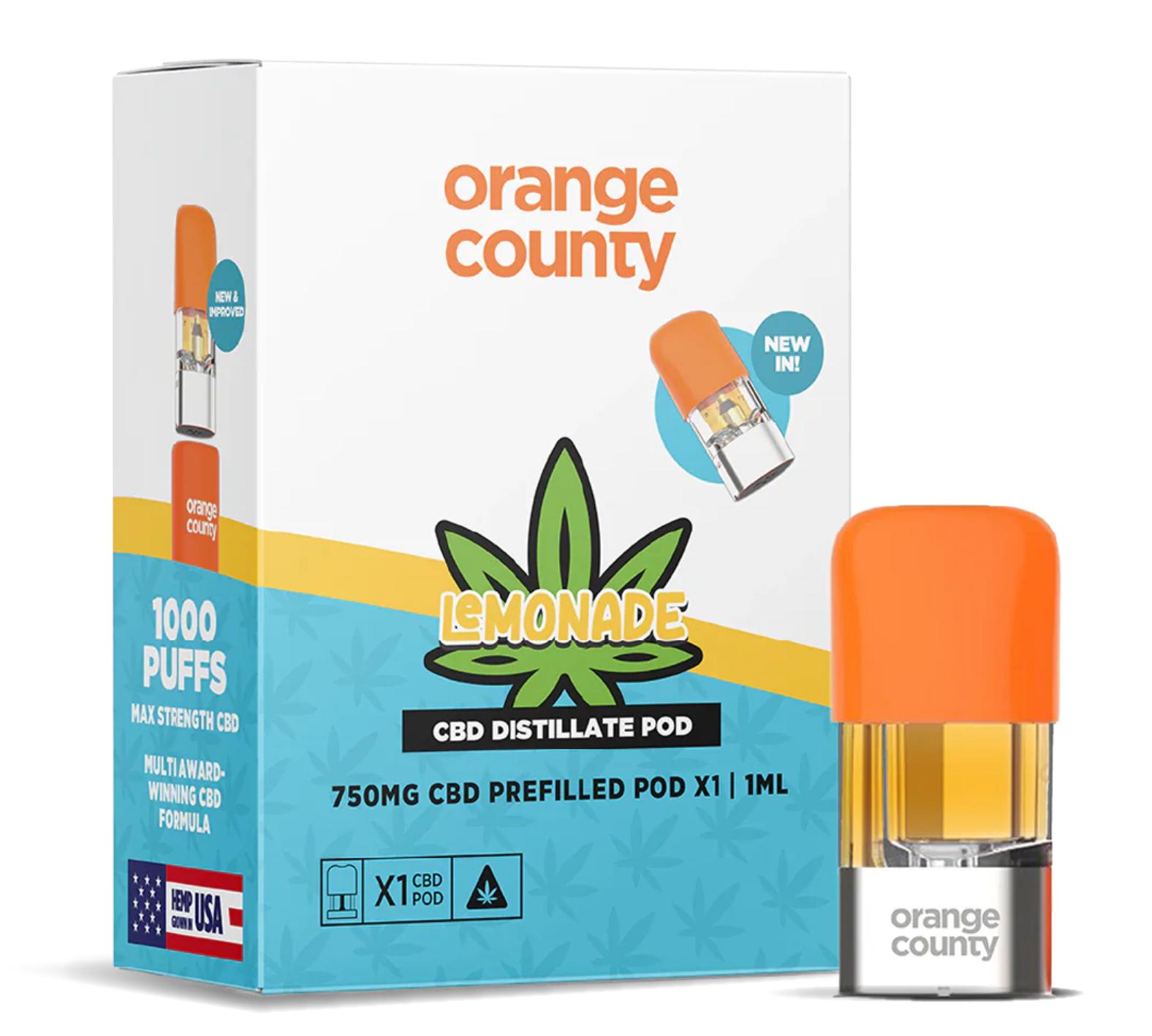 Orange County CBD Distillate Refill Pod Lemonade 750mg 1ml