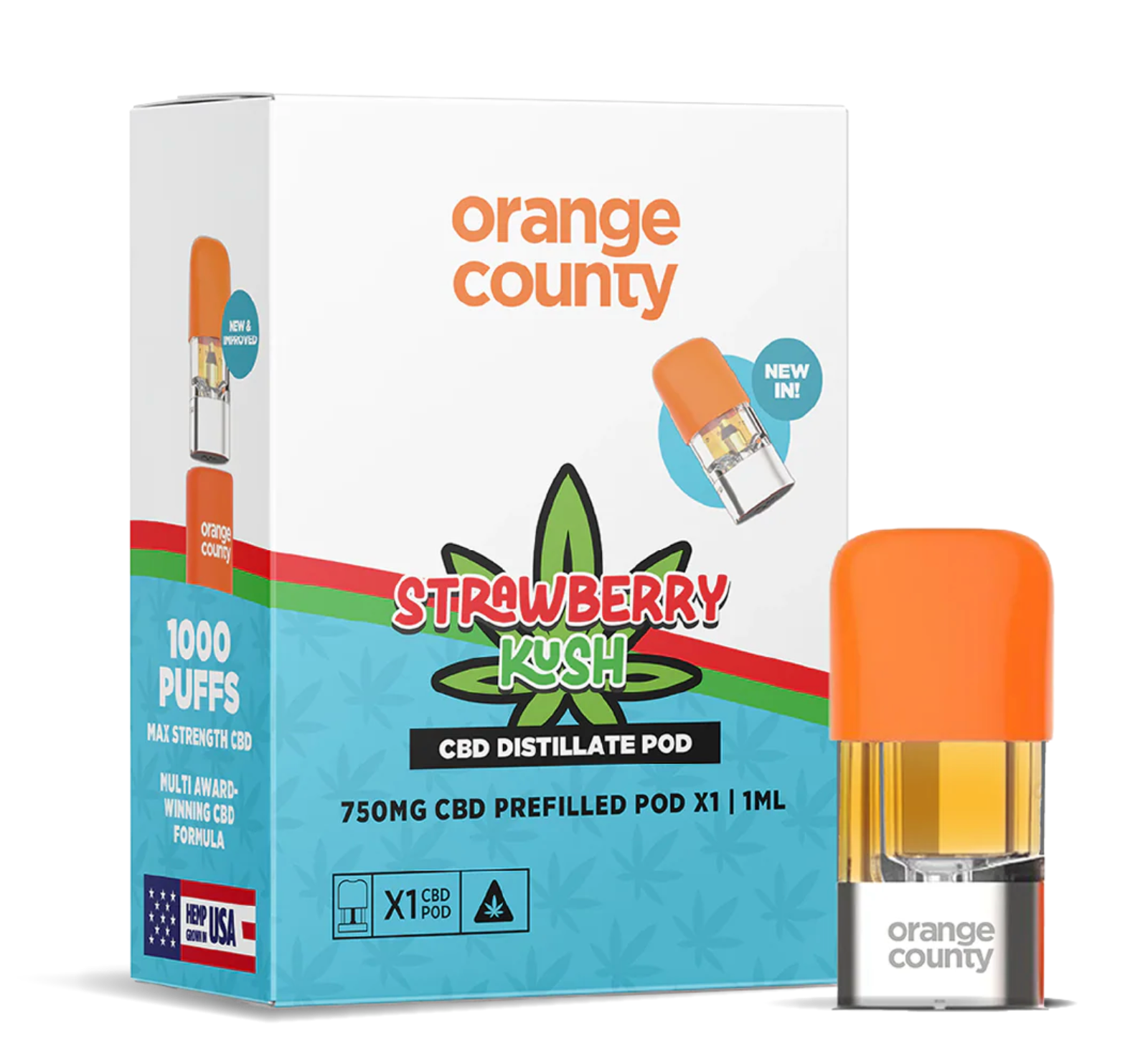 Orange County CBD Distillate Refill Pod 750mg Strawberry Kush 1ml